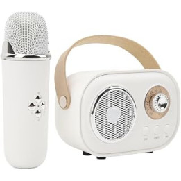 Portable Speaker with Microphone Rechargeable Handheld Karaoke Machine for Home Party White