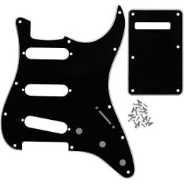 FLEOR Set of Electric Guitar SSS Style Pickguard with Back Plate Mounting Screws for USA/MEX Fender Strat Guitar Part,3Ply