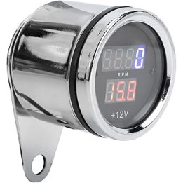 Shanrya Motorcycle Tachometer, 3 in 1 12V Iron Motorbike Odometer LCD Display for Autocycle