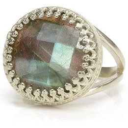 Captivating Labradorite Ring by Anemone Jewelry - Fine Sterling Silver with Blue Labradorite Gemstone - Artisanal Labradorite
