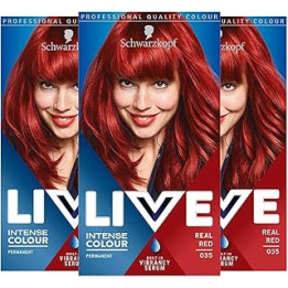 3 x Schwarzkopf XXL Professional Quality Permanent Live Intense Hair Colour / Dye - 35 Real Red