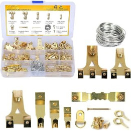 StayUnique1 265 PCs Heavy Duty Picture Hooks - Rustproof Picture Hanging Kit with Saw Tooth, D-Ring, Nails with Screws for