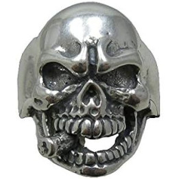 Sterling silver biker men ring solid smoking skull 925 size L - Z++++++ Empress jewellery