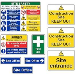 Construction/Building Site Safety Sign Starter Pack Bundle - Rigid Plastic