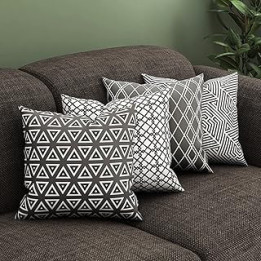 Bedbric Set of 4 Grey Cushion Covers 45 x 45 CM - Double Sided Cushion Cover with Invisible Zipper - Geometric Grey Cushions