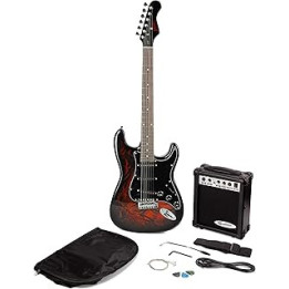 Jaxville ST1-DM-PK Demon St Style Electric Guitar Pack with Guitar Amplifier Guitar Bag Guitar Strings Guitar Strap Guitar Lead