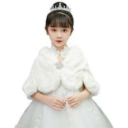 Girls Princess Faux Fur Winter Wraps Shawl Kids Bolero Cardigan Dress Coat Wedding Party Dress Up