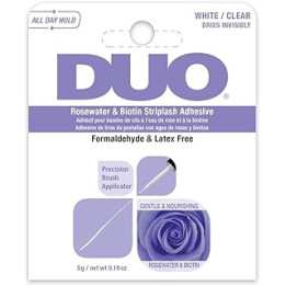 Ardell DUO QUICK-SET Striplash Adhesive in White/Clear - Biotin & Rosewater-Infused False Eyelashes Glue, Precision Fake Lashes