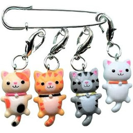 4 Cat Progress Keepers, Stitch Markers, Crochet Notions, Knitting Notions, Kawaii Cats, Handmade