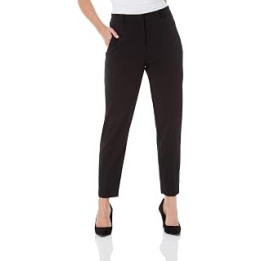 Work Trousers for Women UK Ladies Office Smart Stretch Suit Pants Cigarette Straight Leg Tailored High Elasticated Waist