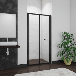 Bathroom Matt Black 760mm Bi Fold Shower Enclosure Shower Door Screen Safety Glass 5mm