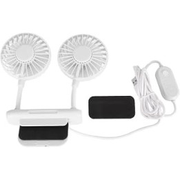 FOLOSAFENAR Monitor Fan, 2 Heads, Quiet Light, Easy Operation, Space Saving, Adjustable Angle, 6.6ft USB Cable, Clip on