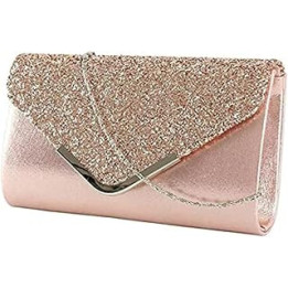 Women Clutch Bag Sparkly Evening Handbag,Glitter Envelope Clutch Bag with Chain Shoulder Bag Sequins Evening Envelop Bag