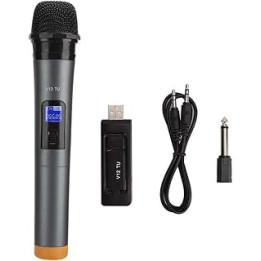 Wireless Microphone, UHF Wireless Handheld Dynamic Mic System Set with Rechargeable Receiver for Recording Studio, Karaoke,