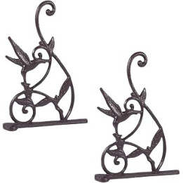 Happyyami 2pcs Wrought Iron Hanging Basket Bracket Black Hanging Shelves Metal Stand Metal Fence Flower Hangers for outside