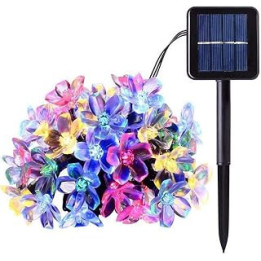 Outdoor Solar Flower String Lights XVZ-23ft 50 LED Solar Cherry Blossom Fairy String Light with Waterproof IP65 and 8 Modes for