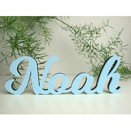 Personalised Pastel Name Sign | Large Premium Acrylic & Wood Sign | Calligraphy Family Name, Nursery, Baby, Home, Bedroom |
