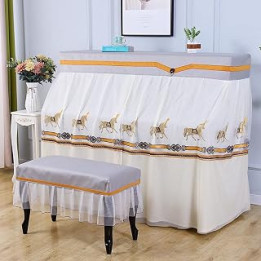 VOMKR Piano Dust Cover Set Luxury Piano Cover, Piano Cover Upright Luxury Elegant Lace Embroidery Piano Full Cover Chair Cover