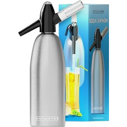 Nuvantee Soda Siphon – Ultimate Soda Maker - Aluminum – 1 Liter - Make Soda Infusions W/ Free Cocktail Recipes (e-book) - Get