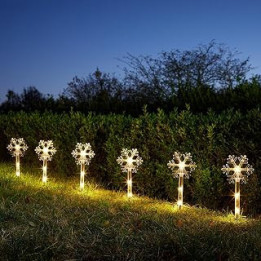 Festive Lights 35cm Christmas Snowflake Stake Lights - Battery Powered Warm White LEDs - Outdoor Garden Pathway Decoration -