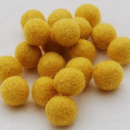 100% Wool Felt Balls - 1.5cm - 10 Felt Balls - Mustard Yellow