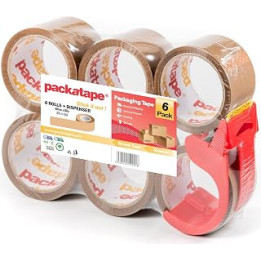 Packatape General Purpose Packaging Tape with Dispenser 6 Rolls Brown 48mm x 50m