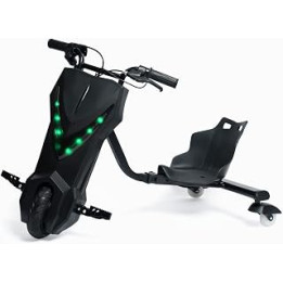 Drift Scooter 360° Electric Scooter Drift Kart Kids Drift Tricycle with Drum Brake Front Saddle for Children and Adults Outdoor