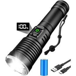 Maxesla Torches LED Super Bright Rechargeable 15000 lumens with LCD Power Display, LED Rechargeable(5000mAh Battery) Torch,