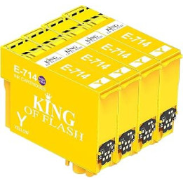 KING OF FLASH 4 x Yellow Compatible Printer Ink Cartridges For Epson T0714
