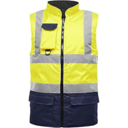 LIZZIE JACOBS Hi Viz Bodywarmer Reversible Fleece Lined High Visibility Gilet Hi Vis Reflective Waterproof Workwear Padded Vest