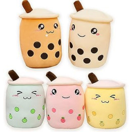 Amozo Cute Cartoon Boba Milk Tea Soft Plush Doll, Giant Boba Bubble Plushie Stuffed Tea Cup Pillow Gift Toys(Coffee,24cm)
