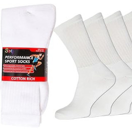 20 Pairs Mens Cotton Rich Sport Socks Work Socks Shoe Size 6-11 (White)