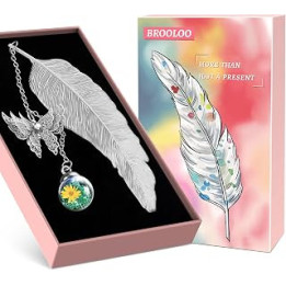 Feather Metal Bookmark Gifts for Women - Stocking Fillers for Women Mum Wife Her Ladies Teacher Christmas Gifts Ideas Birthday