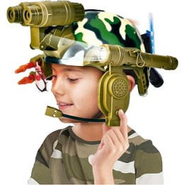 Police kids toy soldier Army SWAT Helmet Commander Set. Includes Removable Accessories Torch, megaphone led scope, dart toy gun