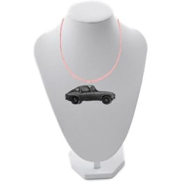 ref98 H S800 Coupe 3D Pewter Effect Car Flat PENDENT ON A PINK CORD Necklace Handmade 41CM & Adjustable