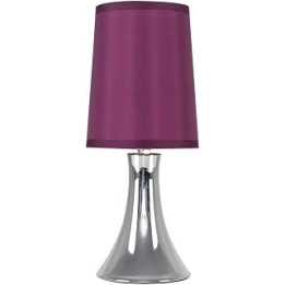 MiniSun Small Modern Chrome Trumpet Touch Table Lamp with Purple Fabric Shade