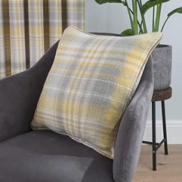 Sleepdown Woven Brushed Check Filled Cushion 45cm x 45cm Ochre