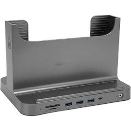 Eulbevoli Vertical PC Stand Stable Signal Mini PC Holder Space Saving Simple Modern 8 in 1 for Expansion (Dark Grey)