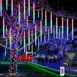 Micacorn Solar Meteor Shower Lights, 10 Tube 8 Modes 240 LED Meteor Christmas Lights with Remote Cascading Falling Rain Lights