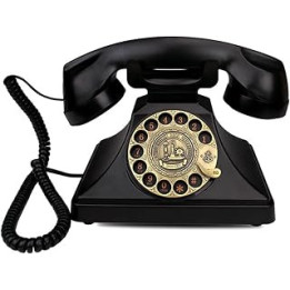 SGSG Old Fashioned Corded Telephone with Classic Metal Bell Push Button Technology,Rotary Design Retro Landline Phone for Home,