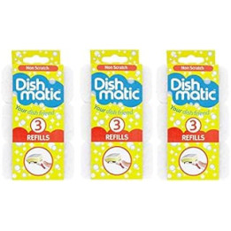 9 x Dishmatic Non Scratch White Refill Sponges Cleaning Scourer