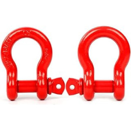 FreeTec 3/4" (2 PACK) D-ring Shackle, 4 3/4 tons WLL (9,500 Lbs), Heavy Duty Galvanized D Ring for Jeep Vehicle Recovery (Red)