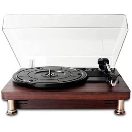 Vinyl Record Player Vintage Portable Record Player with Built-in Stereo Speaker Retro Turntable Belt-Driven Support 3-Speed,