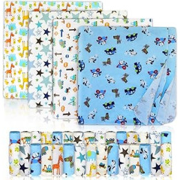Omilion Receiving Blanket for Baby – 4 Pack – 76cm x 76cm – 100% Flannel Cotton - Mixed Patterned Designs – Includes Infant