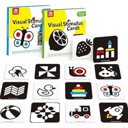 Coogam High Contrast Flashcards for Baby, 50 Pcs Black and White Visual Stimulation Cards 0-6 Months Educational Activities