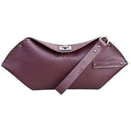 Shell Leaf Clutch - Vintage Leather handmade clutch bag, black fittings.