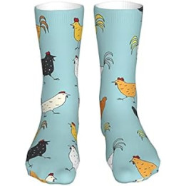 883 Compression Socks Rooster Chicken Pattern Calf Socks Non Slip Sports Socks Breathable Crew Socks For Hiking Trekking