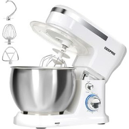Geepas Stand Mixer, 1000W Tilt-Head Food Mixer | 5L Kitchen Electric Standing Mixer With Dough Hook, Whisk, Beater & Stainless