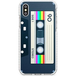 Retro Cassette Tape - Rainbow Impact Phone Case for iPhone XS Max TPU Protective Light Strong Cover with Mixtape Vintage Music