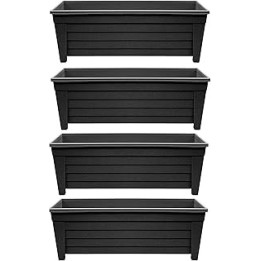 Optimal Products Long Trough/Oval/Square Plant Pot Plastic Planter Indoor Home Outdoor Garden Window Herb Flower Box (55cm